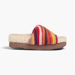 CHLOE Wavy Shearling Slide Sandals EU 36